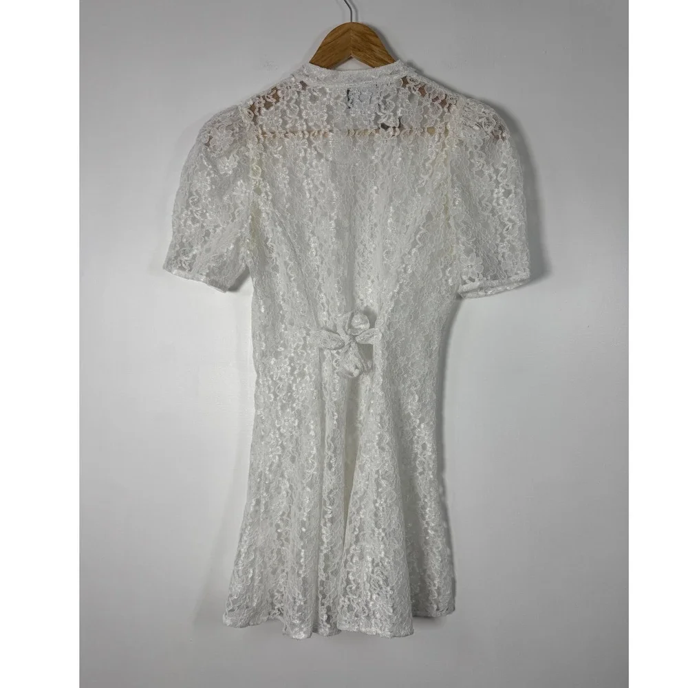 Coquette Amy Too Byer California Girls Size 16 Lace Dress White Pearl Button 90s